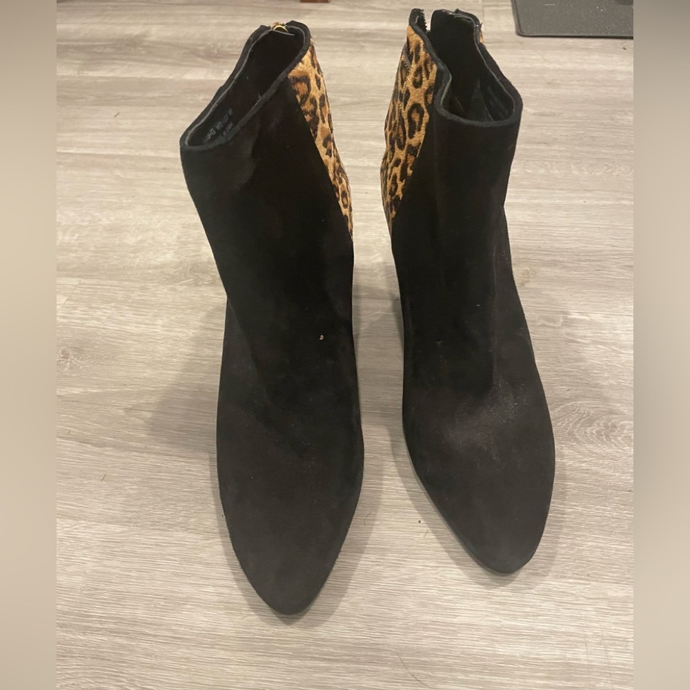 Cole Haan heeled bootie with leopard print detail